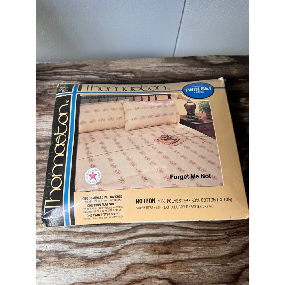 Thomaston Twin Sheet Set Forget Me Not No Iron 70% Polyester 30% Cotton